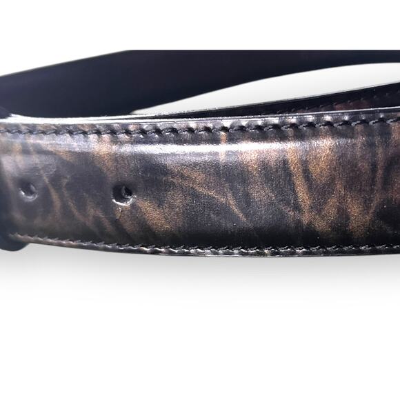 Vintage Cowhide Leather Belt Brown Gold Belt Italy Maison Blanche Size Small main image 4